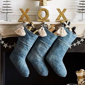 Emily & Meritt Denim Tassel Stockings by Pottery Barn